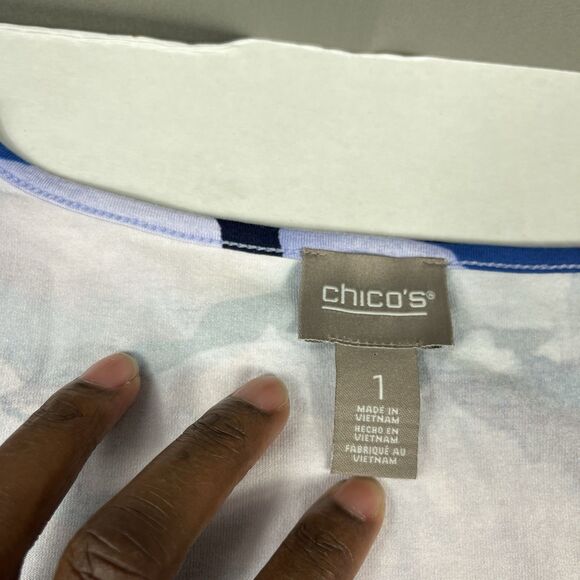 Chicos Midi Sleeveless Dress Floral Asymmetric Hem Stretchy Casual 1 MEDIUM - Picture 4 of 9